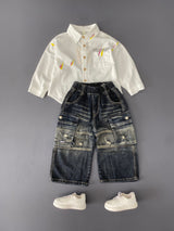 STIM163 Boys Full Sleeve Oversized Shirt with Super Baggy Jeans