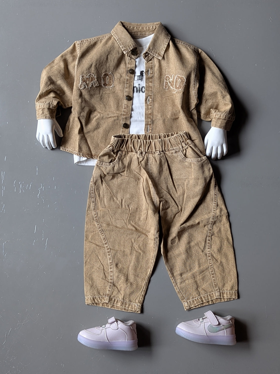 Unisex Full Sleeve Oversized Denim Jacket, Inner T Shirt and Pant Set