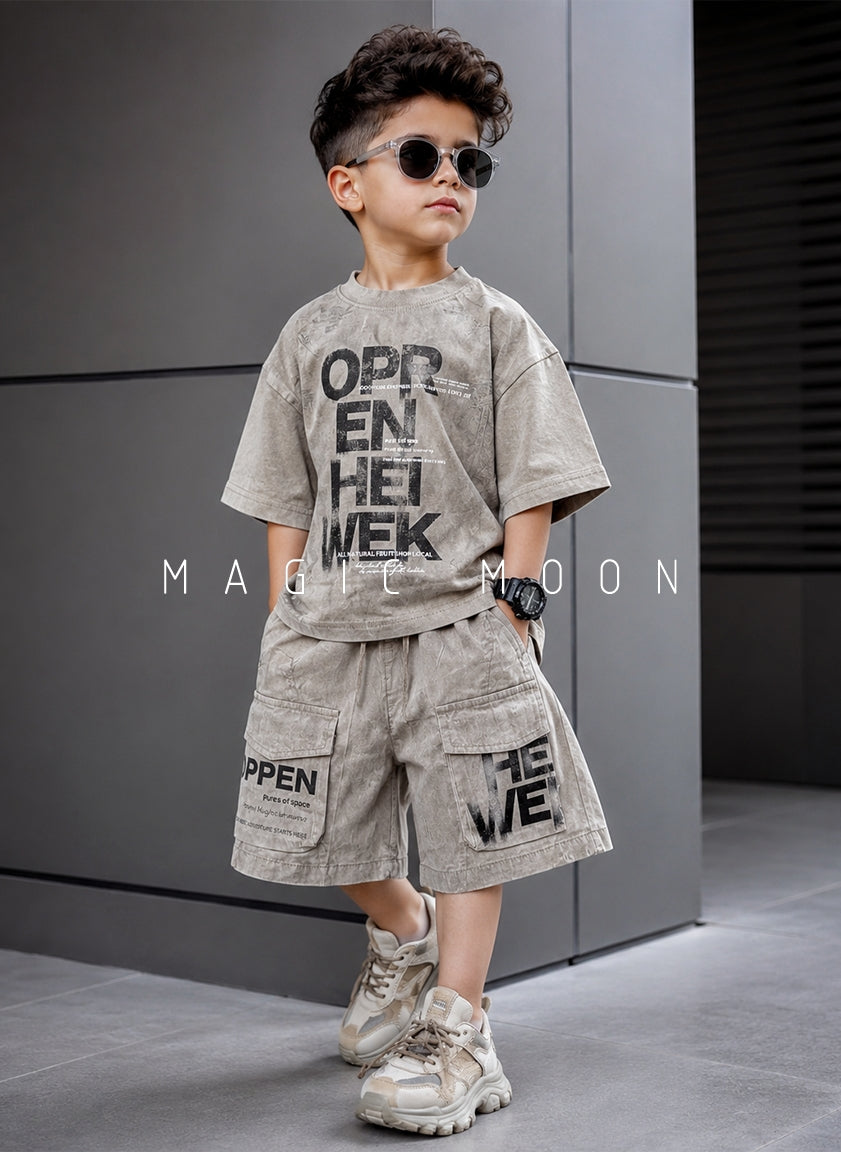 ST105 Unisex Half Sleeve Oversized T Shirt and Shorts Set