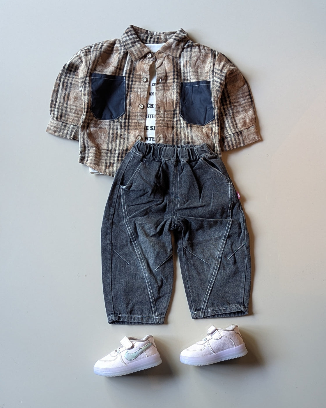 STIM118-02 Unisex Full Sleeve Oversized Shirt with Inner T Shirt and Pant Set