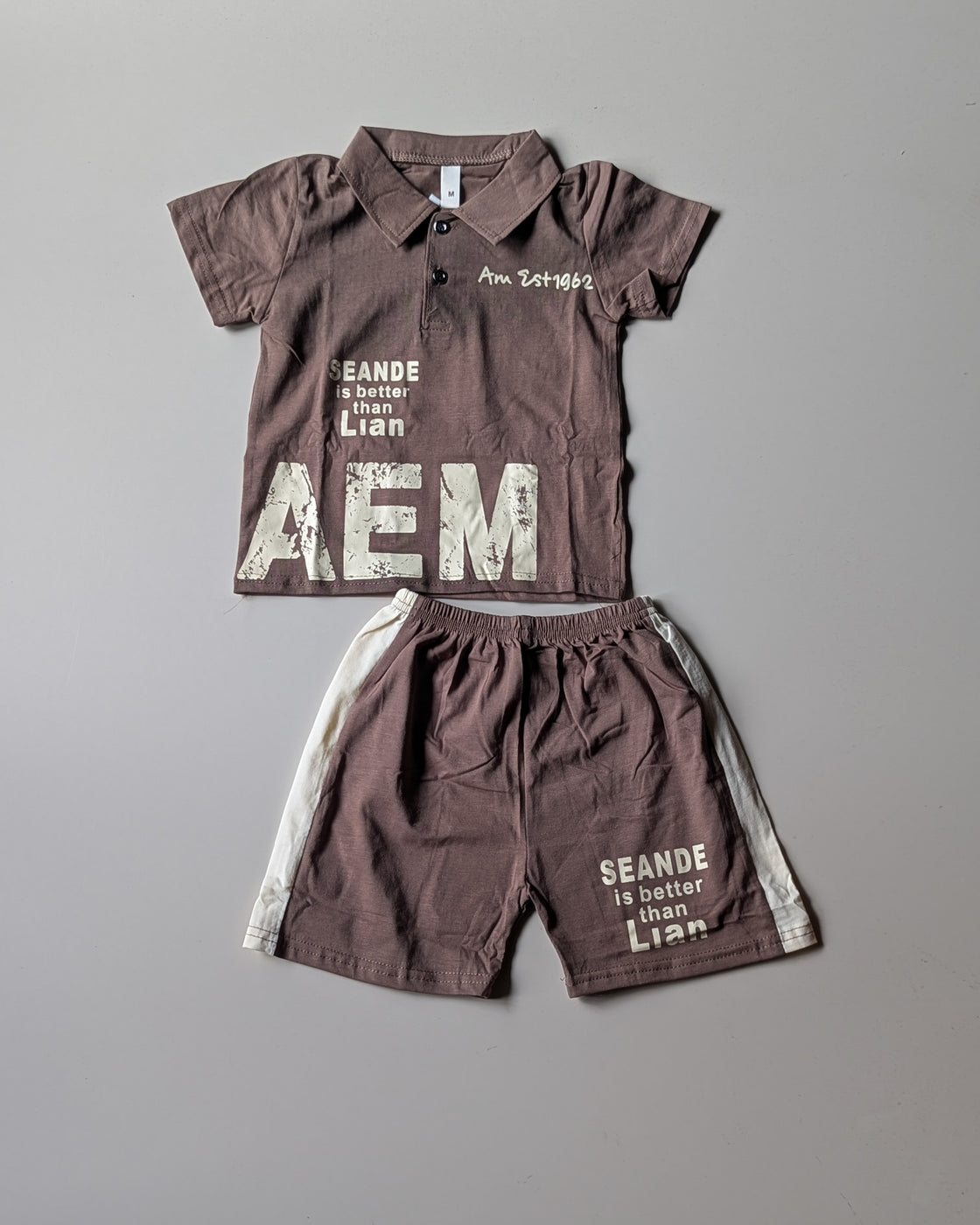 ST105 Unisex Half Sleeve Oversized Polo T Shirt and Shorts Set