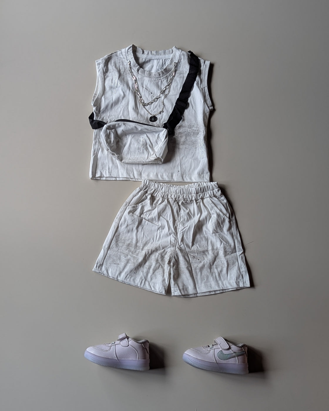 ST107 Unisex Sleeveless T Shirt with Attached Bag and Shorts Set
