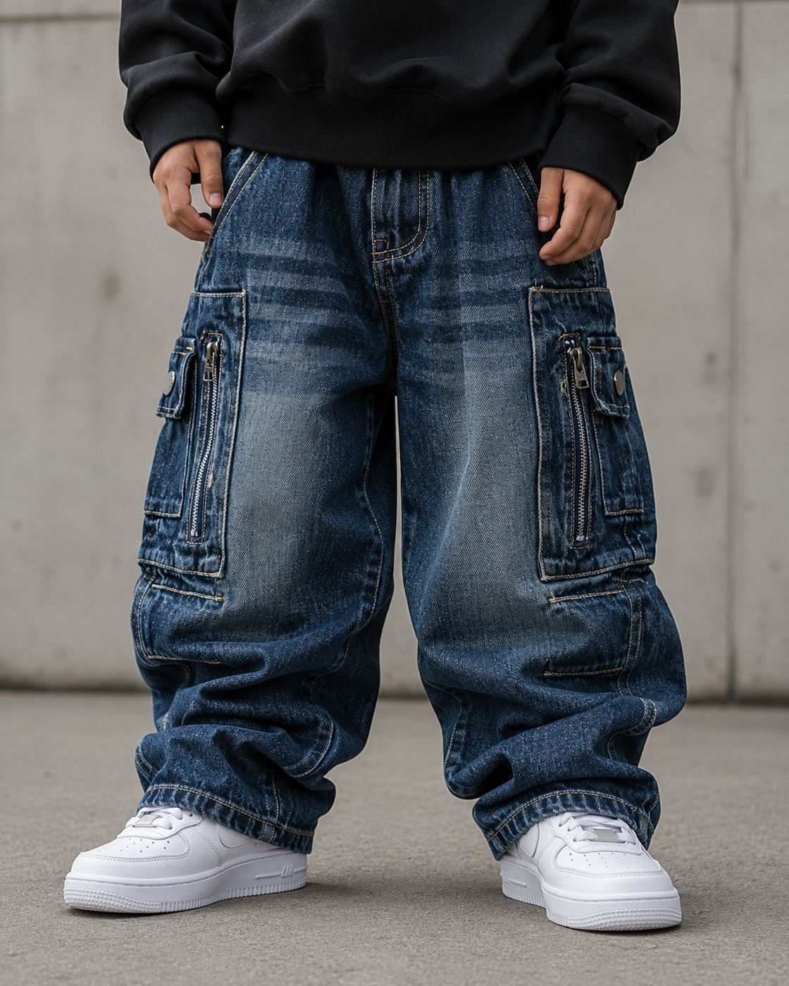 JNSIM113-01 Unisex Super Baggy Jeans