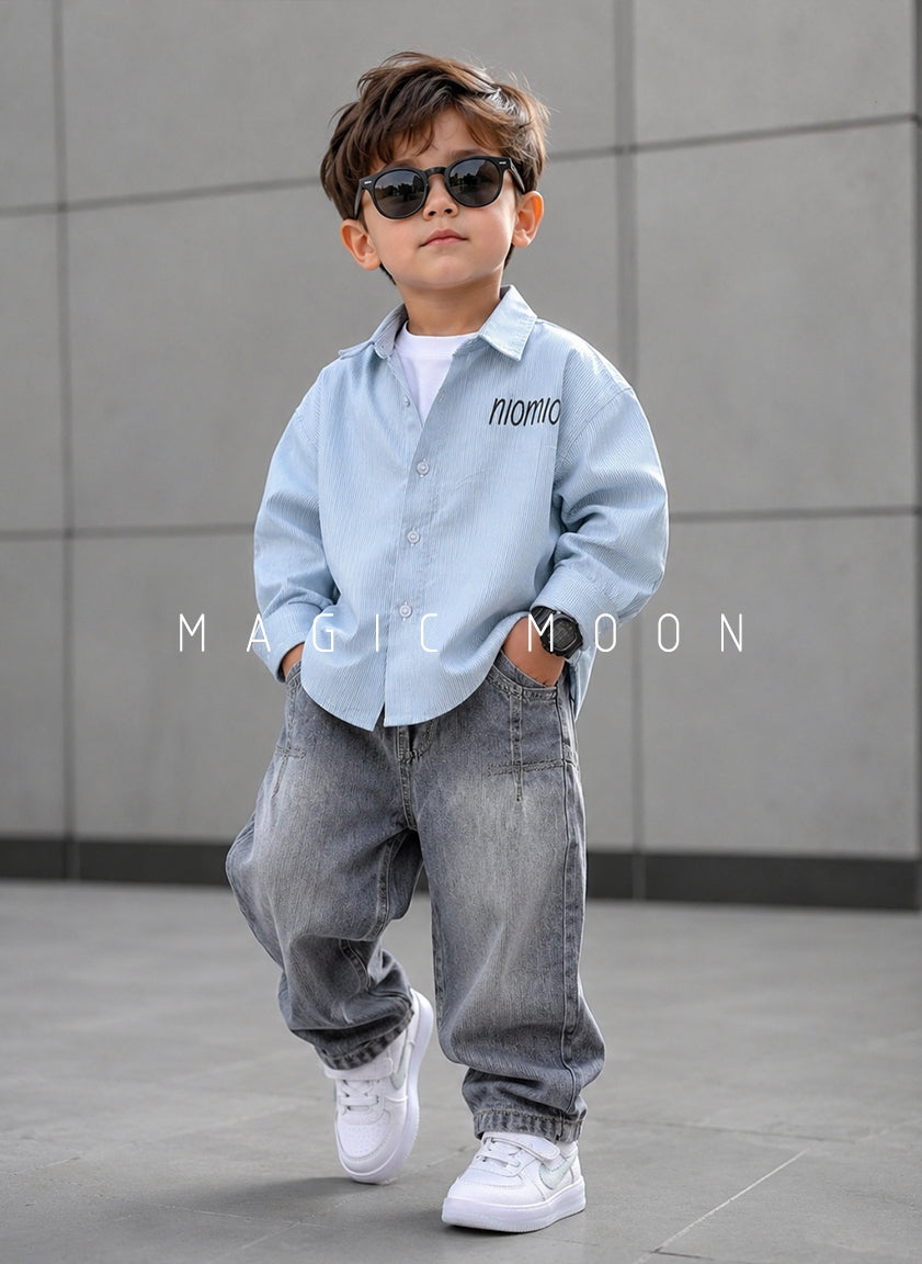 SHFS16 Boy's Full Sleeve Oversized Back Printed Shirt