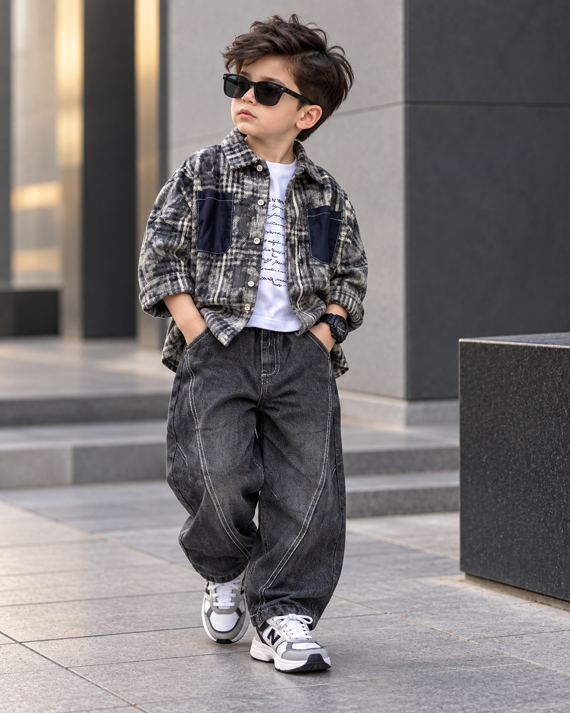 STIM118-01 Unisex Full Sleeve Oversized Shirt Inner T Shirt and Pant Set