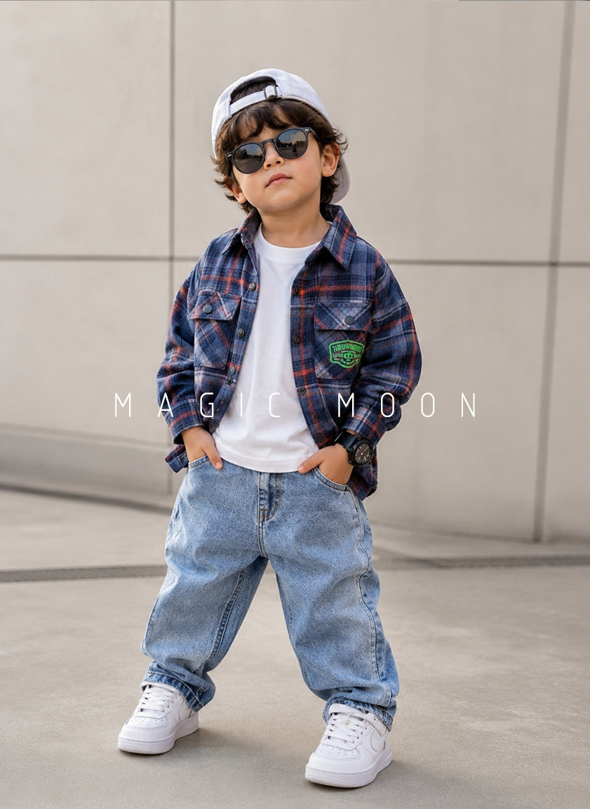 SHFS15 Boy's Full Sleeve Oversized Back Printed Shirt