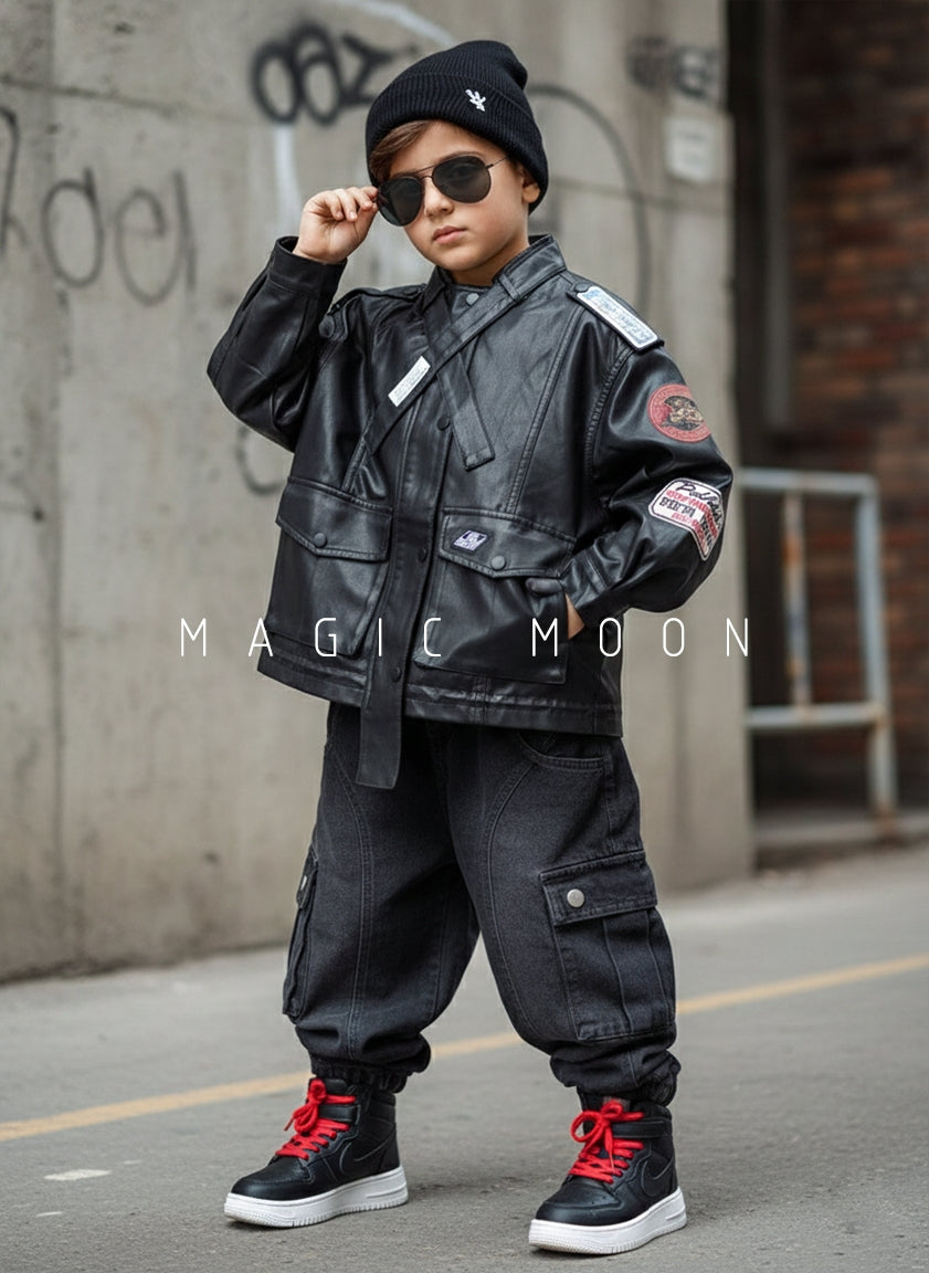 Unisex Full Sleeve Oversized Leather Jacket