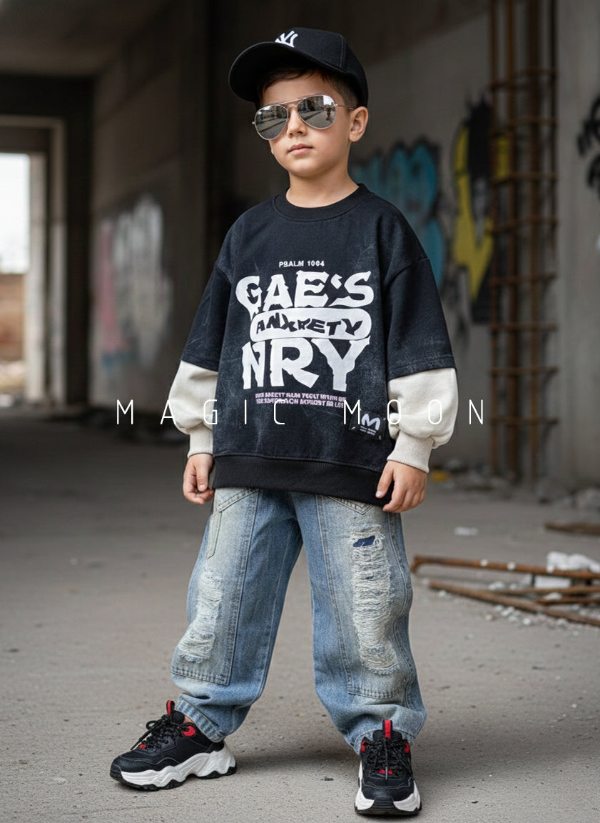 Unisex Full Sleeve Oversized Layered Look T Shirt